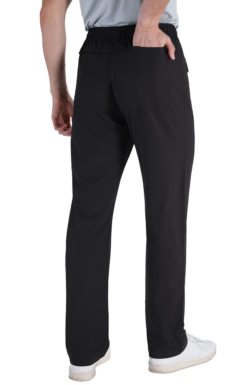clothin Mens Workout Athletic Pants Elastic-Waist Drawstring Pants for Sport Exercise Travel,Quick-Dry,Stretchy,Black,S(28-31W x 30L) - Image 2